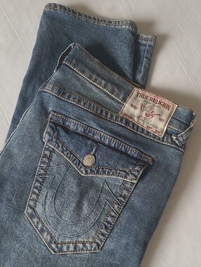 True Religion World Tour Geno Relaxed Slim Sraight Jeans 38x32. Blokecore.